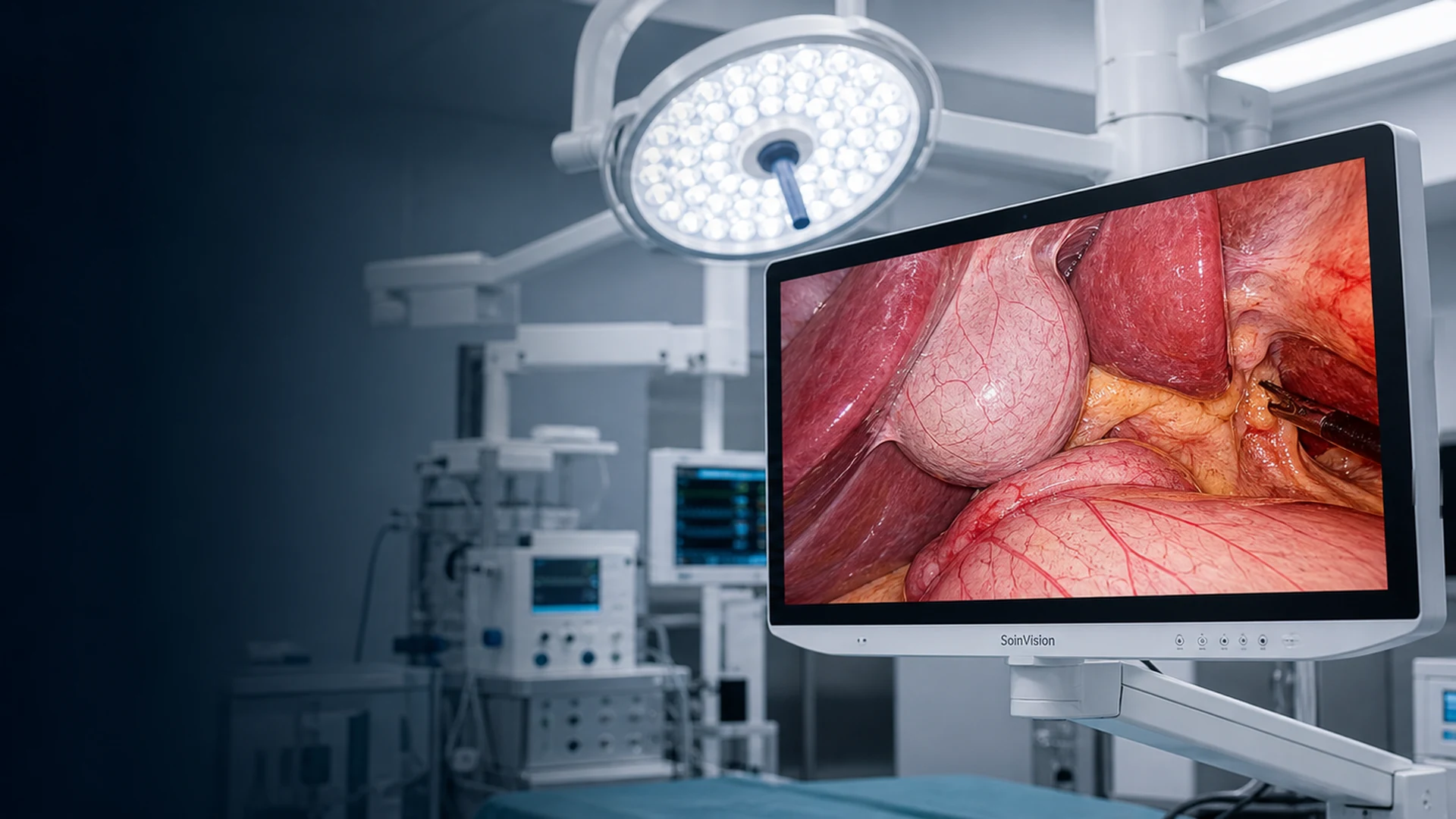手术室中的 SOINVISION 4K 外科可视化显示设备