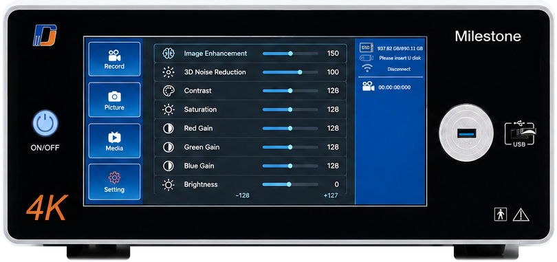 里程碑 image-processing controls shown on the front touchscreen interface