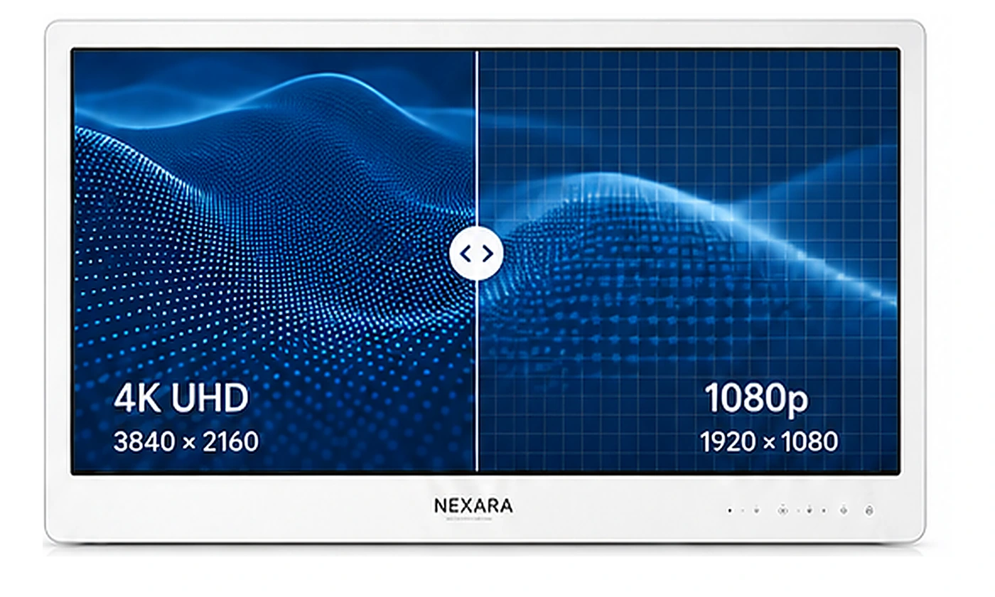 NEXARA X 医用显示器 4K UHD 与 1080p 图像细节对比