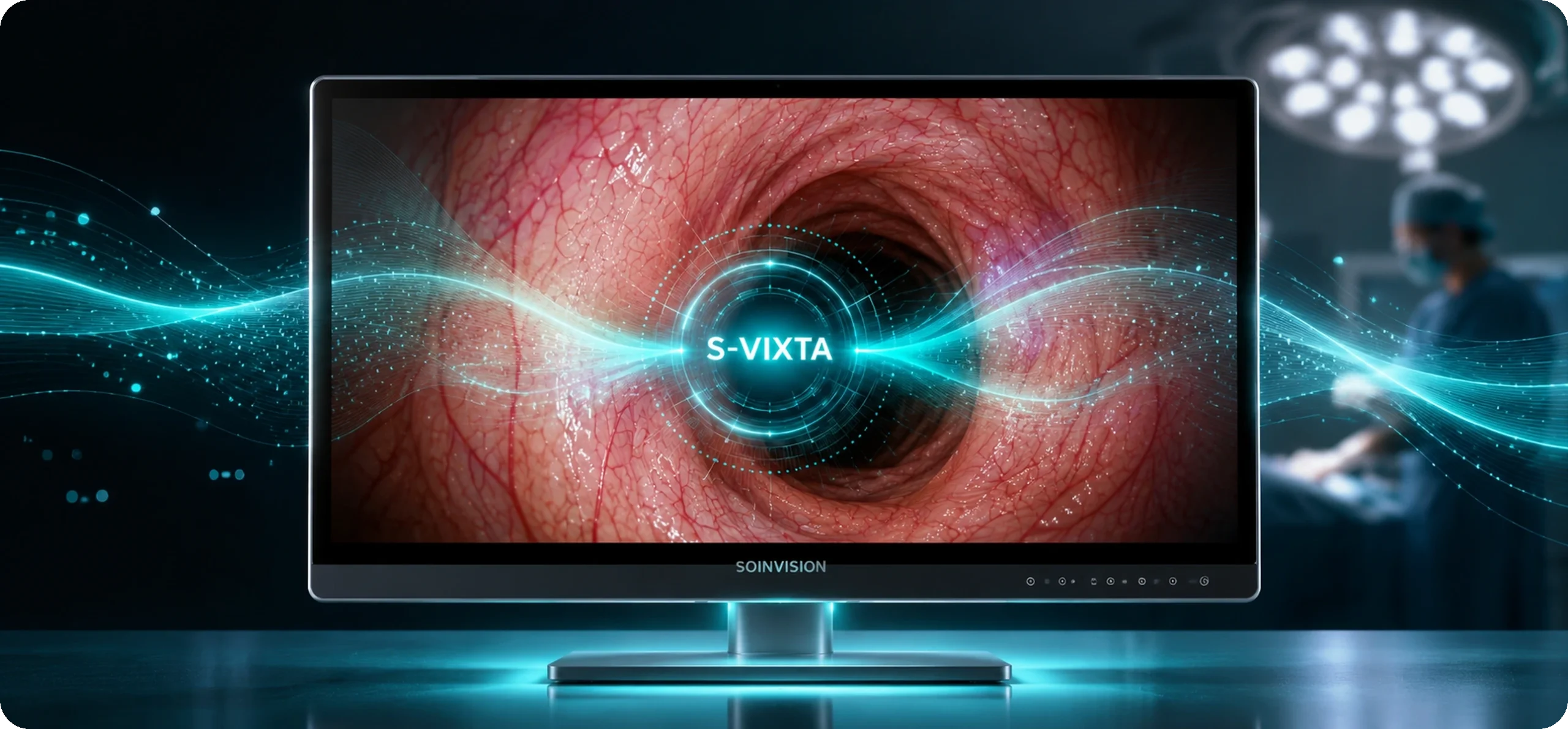 手术室中手术显示器上的 S-VIXTA 可视化效果